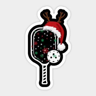 Funny Christmas Pickleball Player Reindeer Santa Hat Paddleball, Pickleball Christmas Family Matching Sticker